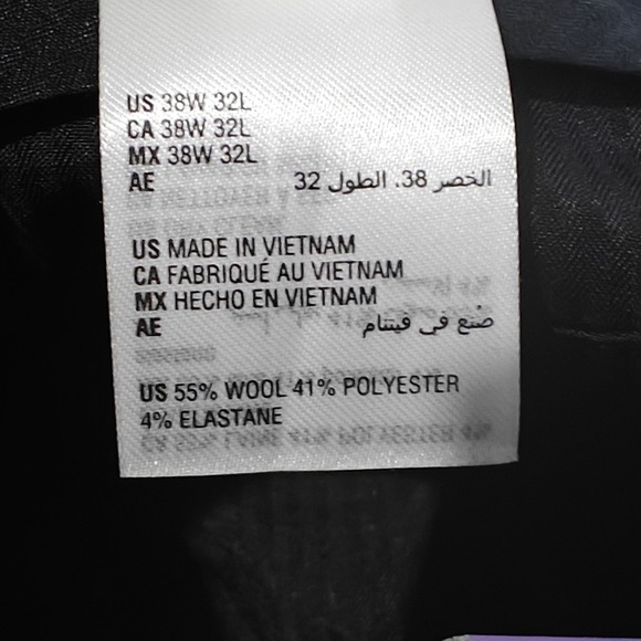 Bar‎ III Men's Dress Pants Trousers Black Wool Blend Size 38 x 32 NEW - Picture 2 of 10